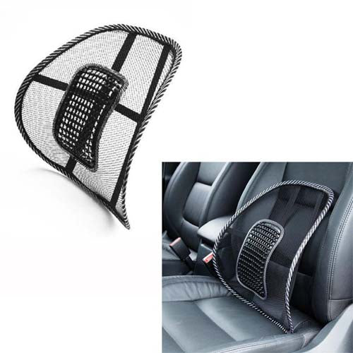Black Mesh Cloth Car Seat Cushion Lumbar Waist Back Support Lumbar