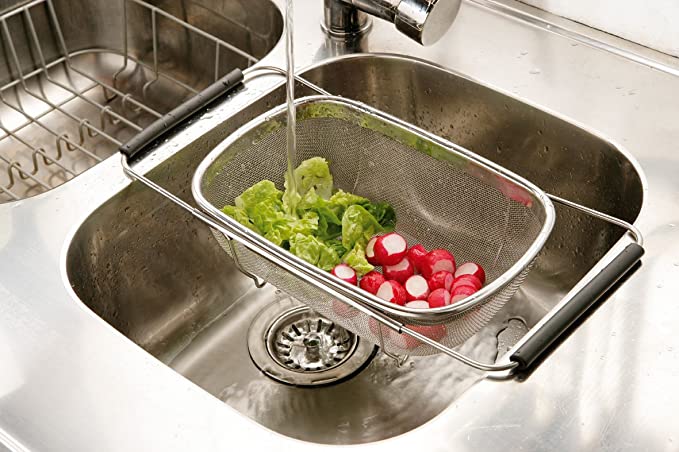 Over the Sink Colander Strainer Basket Stainless Steel, For Kitchen Si –  Shopieclipse
